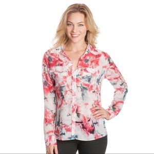 Guess Pastel Floral Blouse Watercolor Button Down